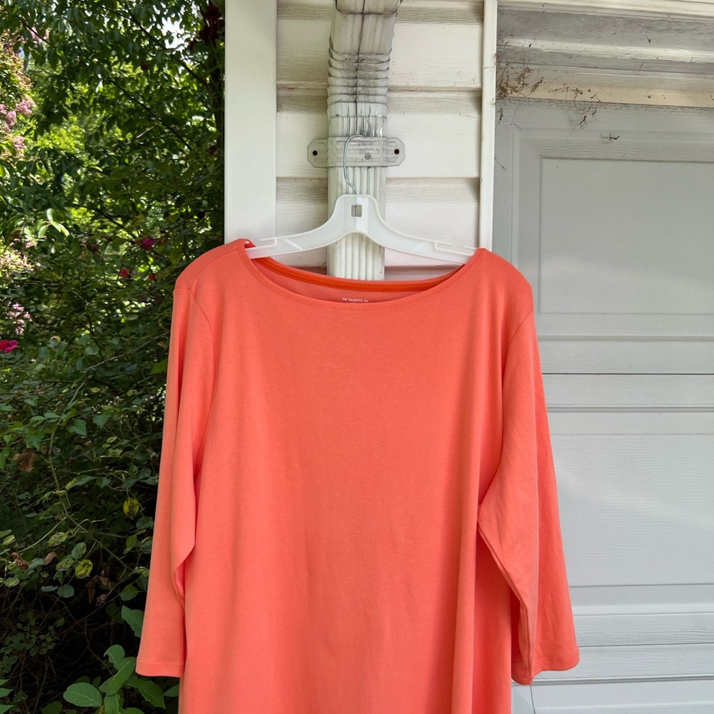 NWT Talbots Pretty Light Orange Ballet Neck 3/4 Sleeve Top - Picture 2 of 5